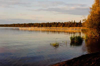 lake Waskesiu in golden light