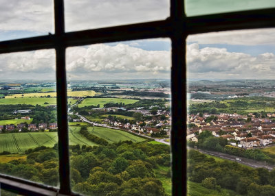 View of Derbyshire through old window