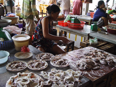 Selling squid in Vietnam