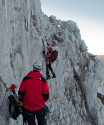 Easiest line up the ice cliff