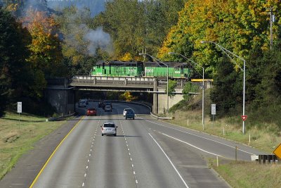 Military train crossing Southbound I5