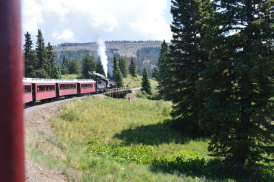 28 487 makes its last effort as it crosses the old route 17 bridge