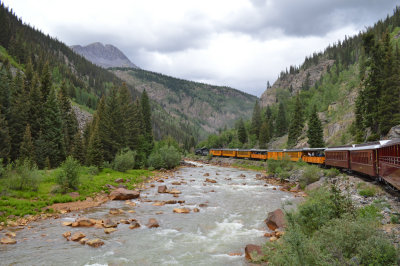 38 Our train curves around the wild Animus River as it approaches Silverton