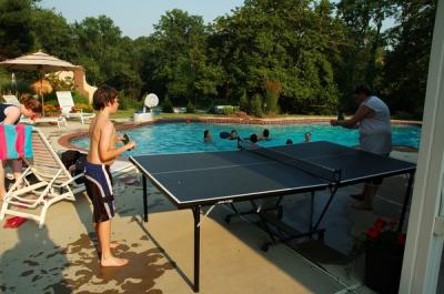 My son, Mike, and Chris from Scotland playing ping-pong