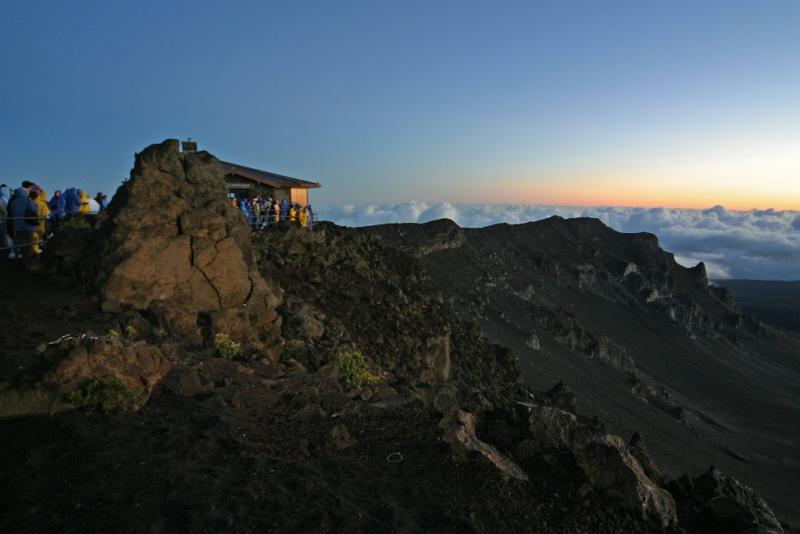 Waiting for sunrise at Haleakala Crater