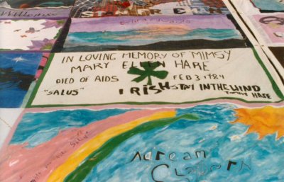 This panel was made by women from the women's prison in Bedford NY. The inmates used their bedsheets to make them.
