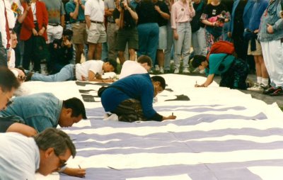 The Quilt humanized the AIDS crisis by giving a face to those who passed away.