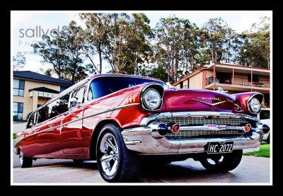 stretched chevy 57