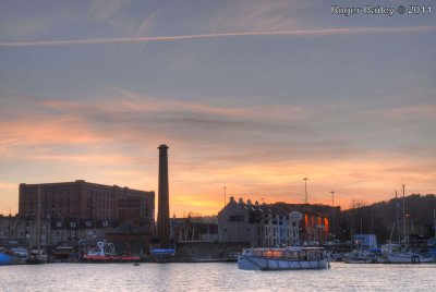Ferryboat at dusk.