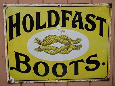 Holdfast Boots sign.
