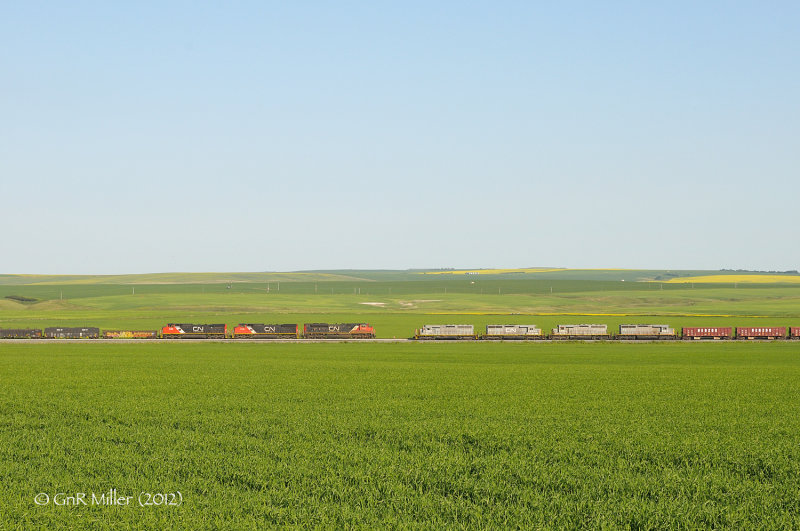 Ballast Train on the Three Hills Sub