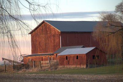 Red Barn on a cold morning