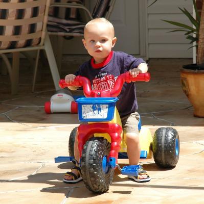 Brooks on his three wheeler