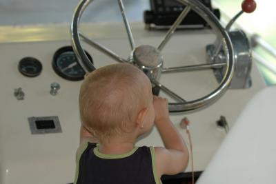 Driving Papa's boat