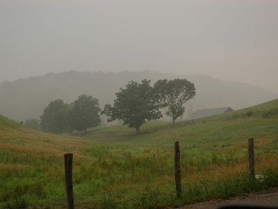 Foggy morning on Cherry Fork Road