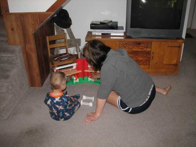 Shelly playing with Caius