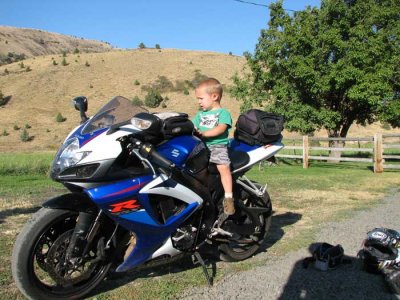 Hanging on Dad's bike