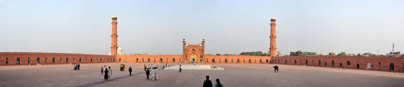 Panoramic view of the Badshahi Mosque's prayer hall