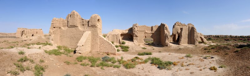 Panoramic view of the ruins of the Shahryar Ark in the northeast corner of the Sultan Qala