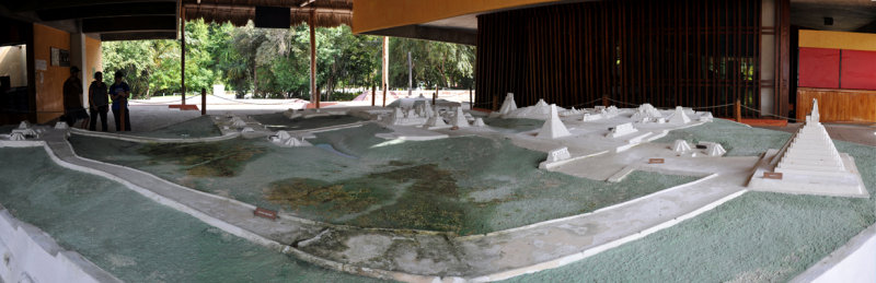 Panoramic view of the Visitor's Center model of the City of Tikal at its peak