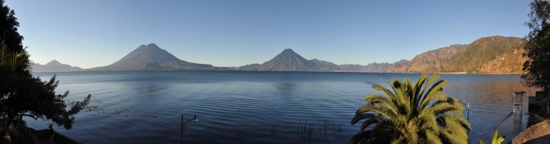 Panorama of the Lago de Atitlán lakeshore at Panajachel