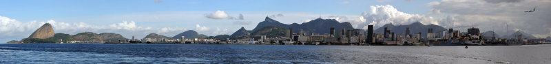 Panoramic view of Rio de Janeiro from the ferry across Guanabara Bay