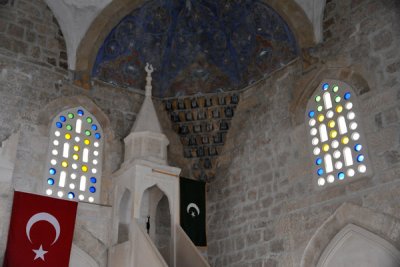 The Mosque of Počitelj displaying the Turkish flag