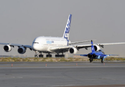 Airbus A380 takes the runway