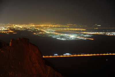 The lights of Al Ain from Jebel Hafeet at night
