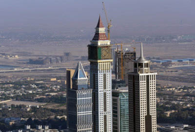 Sheikh Zayed Road - U.P. Tower now dwarfed by it's neighbor, a copy of Big Ben