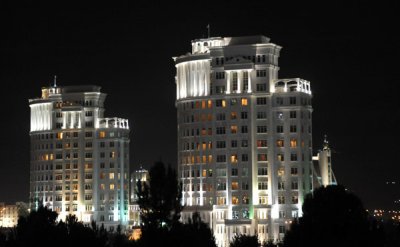 Ashgabat apartments at night