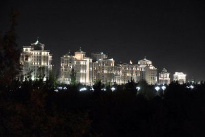 Ashgabat apartments at night