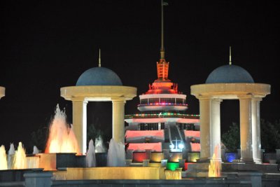 Independence Park at night, Ashgabat