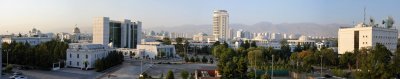 Panoramic view from my balcony at the Grand Turkmen Hotel