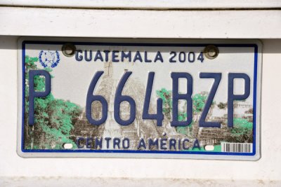Guatemala License Plate with Tikal's Temple I