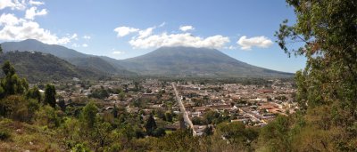 Panoramic view of Antigua Guatemala from Cerro de la Cruz