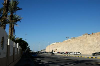 Outer wall to the Tripoli Medina near the Bab Africa Hotel