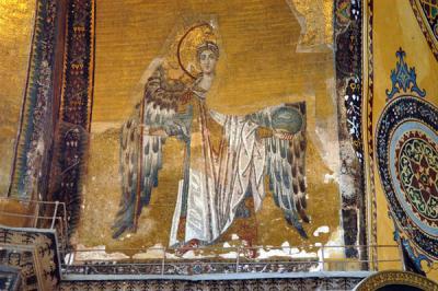 Mosaic of Archangle Gabriel on the right side of the apse, 9th C.
