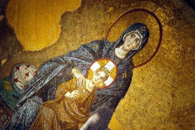 Mosaic of the Madonna and Child from the upper gallery