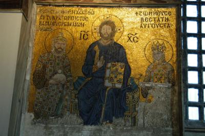 11th C. mosaic of Christ Pantokrator with Empress Zoe and Constantine IX