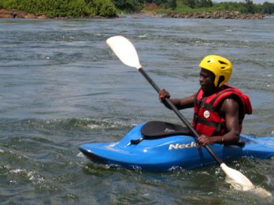 One of the kayak guides from Nalubale Rafting, Jinja