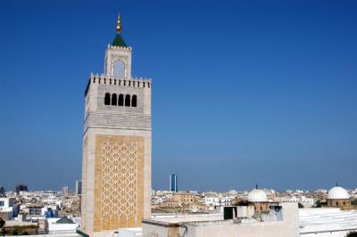 The new minaret of the Mosqe El-Zitouna was built in 1834 (44m)