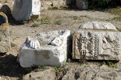 All that remains of this statue are his toes