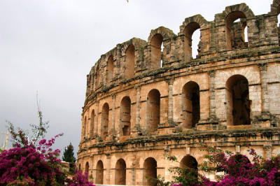 The Amphitheatre of El Jem is 148x122m and rises 36m, the 3rd largest in the Roman Empire