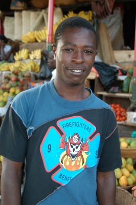 One of the stallkeepers at the fruit and vegetable market, Kampala
