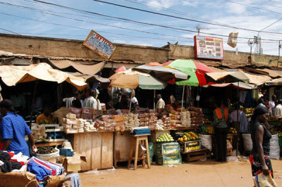 Market stands around the New Taxi Park, Kampala
