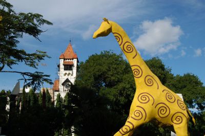 Giraffe sculpture along Kivukoni Front road west of the Lutheran Church, Dar es Salaam