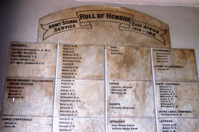 Army Signal Service Roll of Honour East Africa 1914-1918, Old Post Office, Sokoine Dr