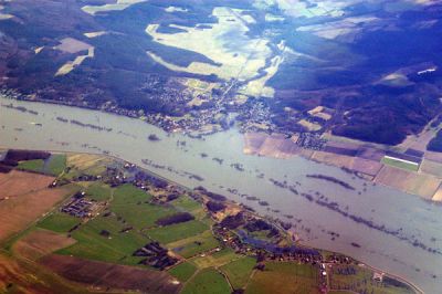 The Elbe River flooding near Lauenburg, Germany