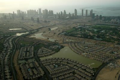 The Lakes with Dubai Marinas skyline